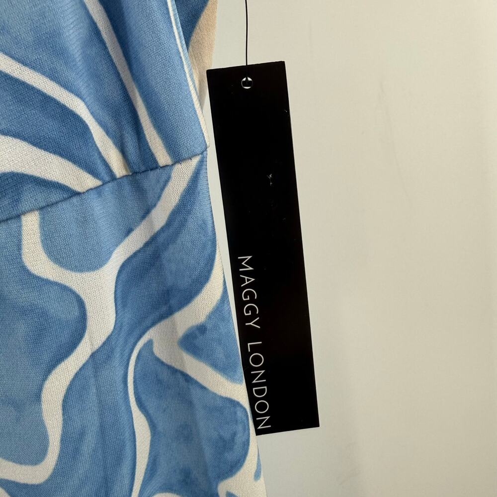 Maggy London Dress Women's SZ 10 NWT Maxi Blue Empire Waist Sleeveless Keyhole - Picture 6 of 16